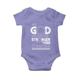 All Cancer Awareness Baby Onesie My God Is Stronger Than Cancer Lavender Ribbon TS11 Violet Print Your Wear