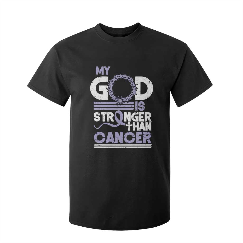 All Cancer Awareness T Shirt For Kid My God Is Stronger Than Cancer Lavender Ribbon TS11 Black Print Your Wear