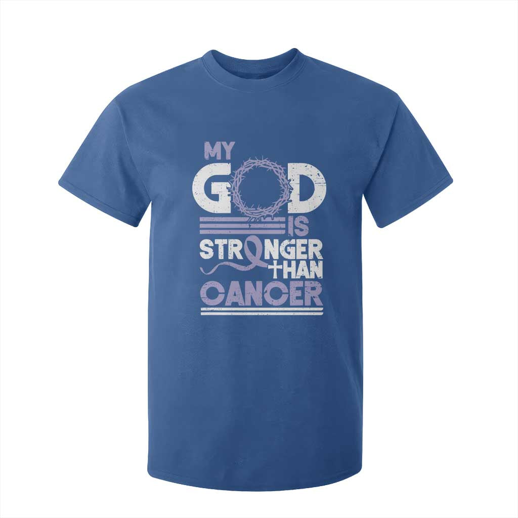 All Cancer Awareness T Shirt For Kid My God Is Stronger Than Cancer Lavender Ribbon TS11 Royal Blue Print Your Wear