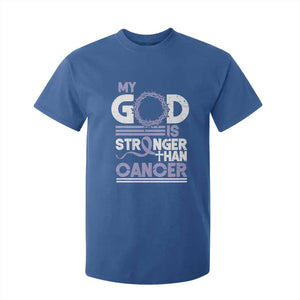 All Cancer Awareness T Shirt For Kid My God Is Stronger Than Cancer Lavender Ribbon TS11 Royal Blue Print Your Wear