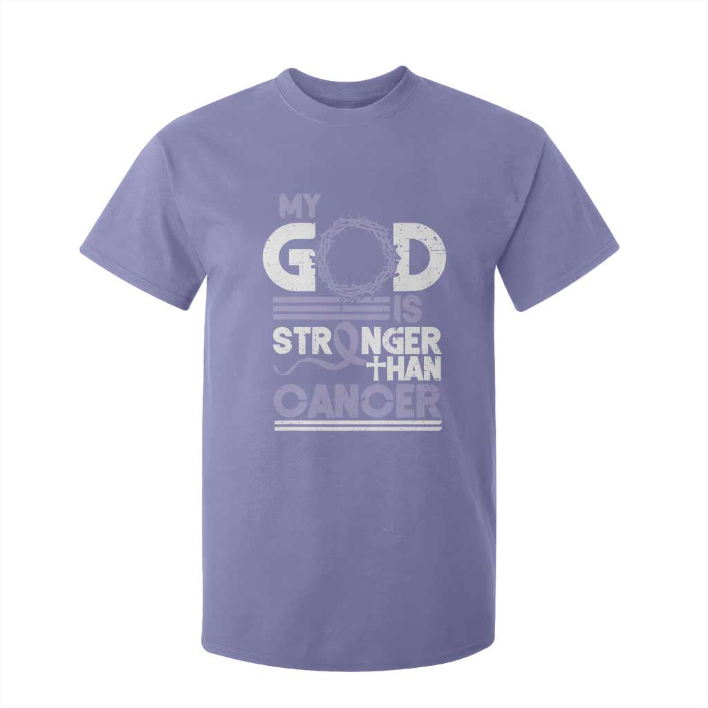 All Cancer Awareness T Shirt For Kid My God Is Stronger Than Cancer Lavender Ribbon TS11 Violet Print Your Wear