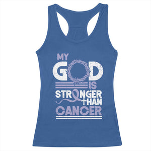 All Cancer Awareness Racerback Tank Top My God Is Stronger Than Cancer Lavender Ribbon TS11 Royal Blue Print Your Wear