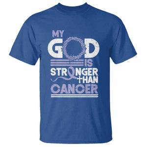All Cancer Awareness T Shirt My God Is Stronger Than Cancer Lavender Ribbon TS11 Royal Blue Print Your Wear