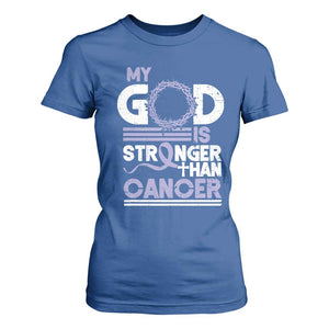 All Cancer Awareness T Shirt For Women My God Is Stronger Than Cancer Lavender Ribbon TS11 Royal Blue Print Your Wear