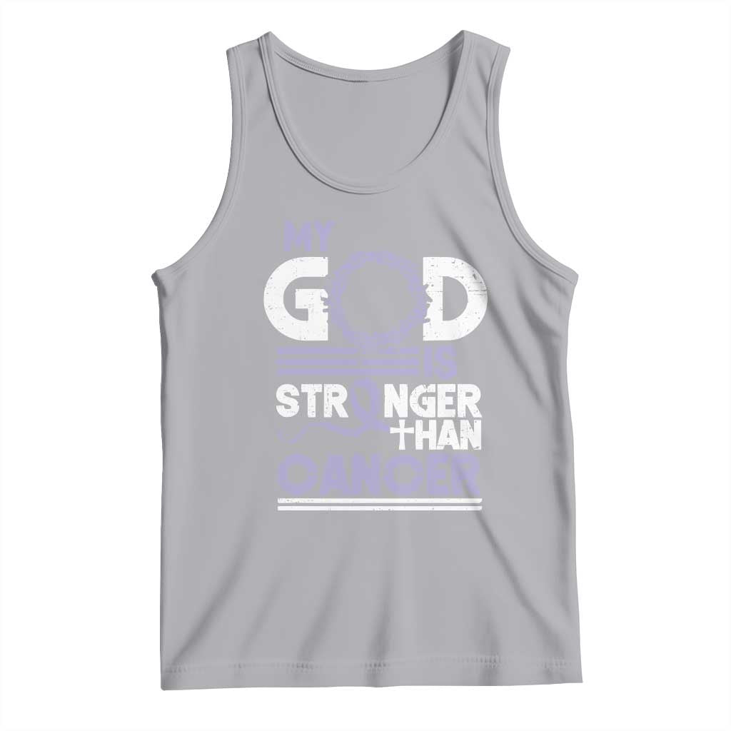 All Cancer Awareness Tank Top My God Is Stronger Than Cancer Lavender Ribbon TS11 Athletic Heather Print Your Wear