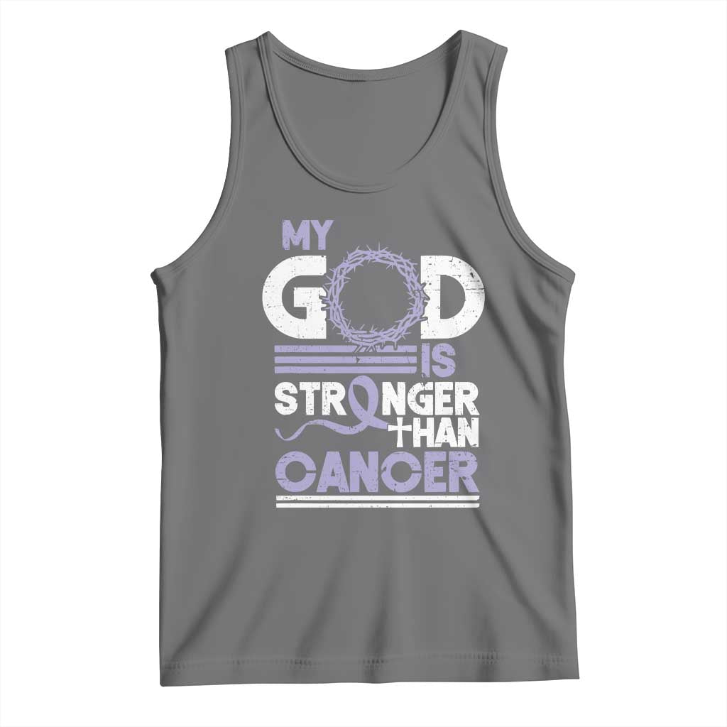 All Cancer Awareness Tank Top My God Is Stronger Than Cancer Lavender Ribbon TS11 Black Heather Print Your Wear
