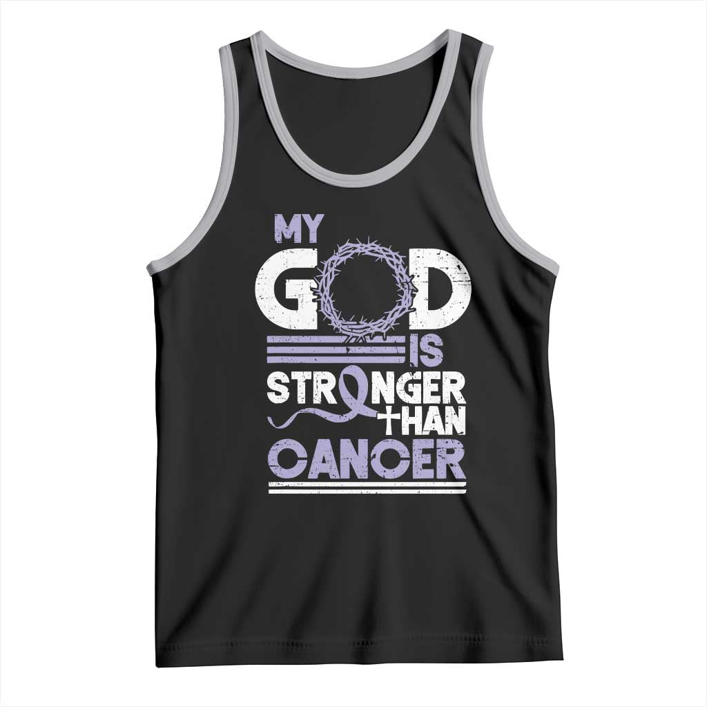 All Cancer Awareness Tank Top My God Is Stronger Than Cancer Lavender Ribbon TS11 Black Athletic Heather Print Your Wear