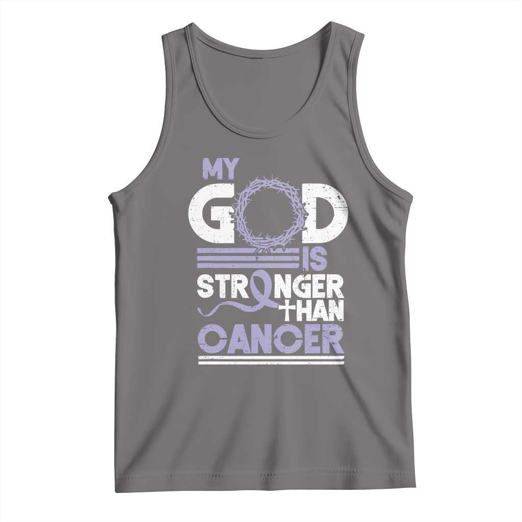 All Cancer Awareness Tank Top My God Is Stronger Than Cancer Lavender Ribbon TS11 Deep Heather Print Your Wear
