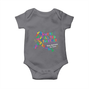 All Cancer Awareness Baby Onesie We're All Tied Together Raise Awareness For Cancer Ribbons TS11 Charcoal Print Your Wear