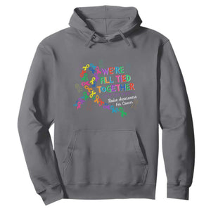 All Cancer Awareness Hoodie We're All Tied Together Raise Awareness For Cancer Ribbons TS11 Charcoal Print Your Wear