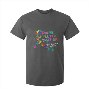 All Cancer Awareness T Shirt For Kid We're All Tied Together Raise Awareness For Cancer Ribbons TS11 Dark Heather Print Your Wear