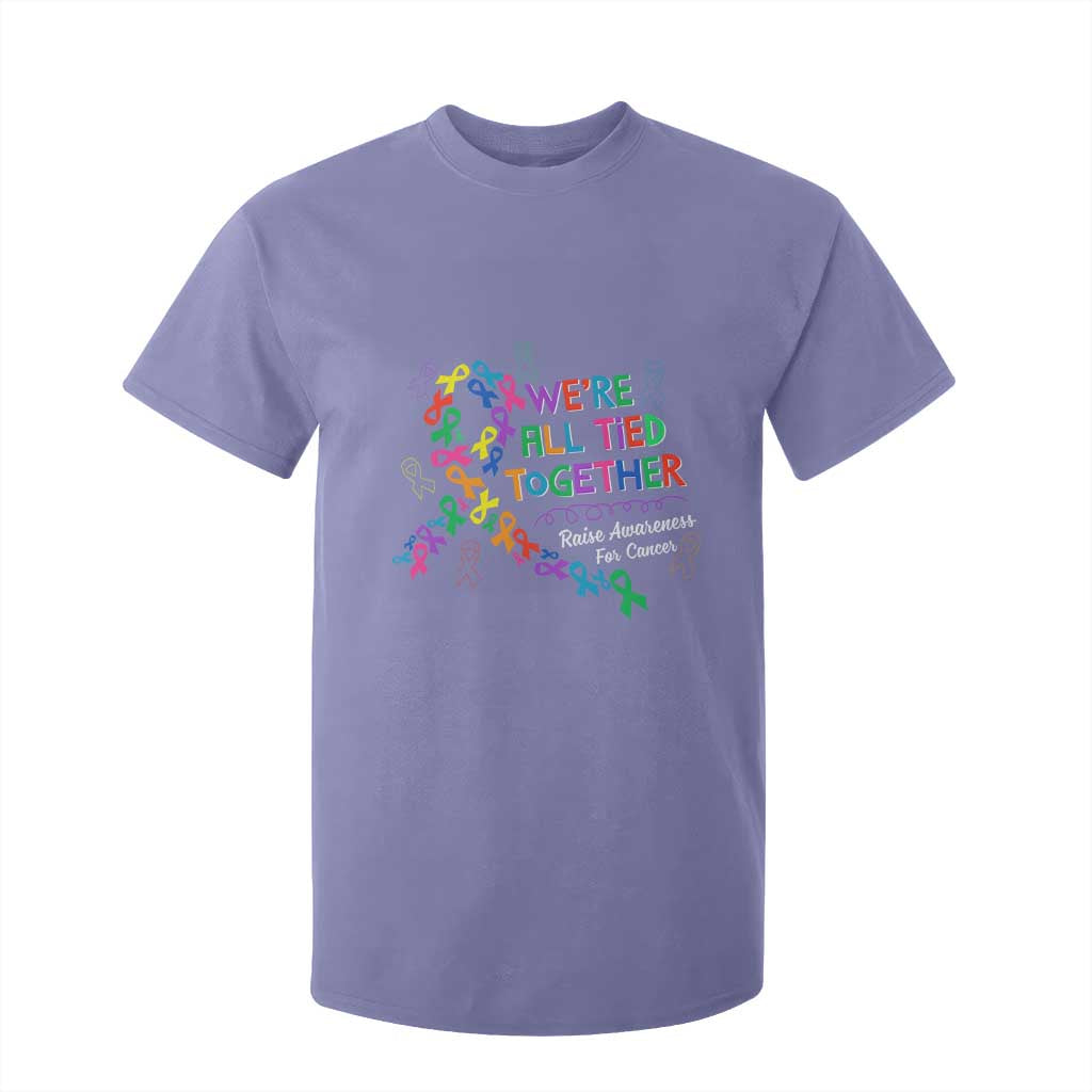 All Cancer Awareness T Shirt For Kid We're All Tied Together Raise Awareness For Cancer Ribbons TS11 Violet Print Your Wear