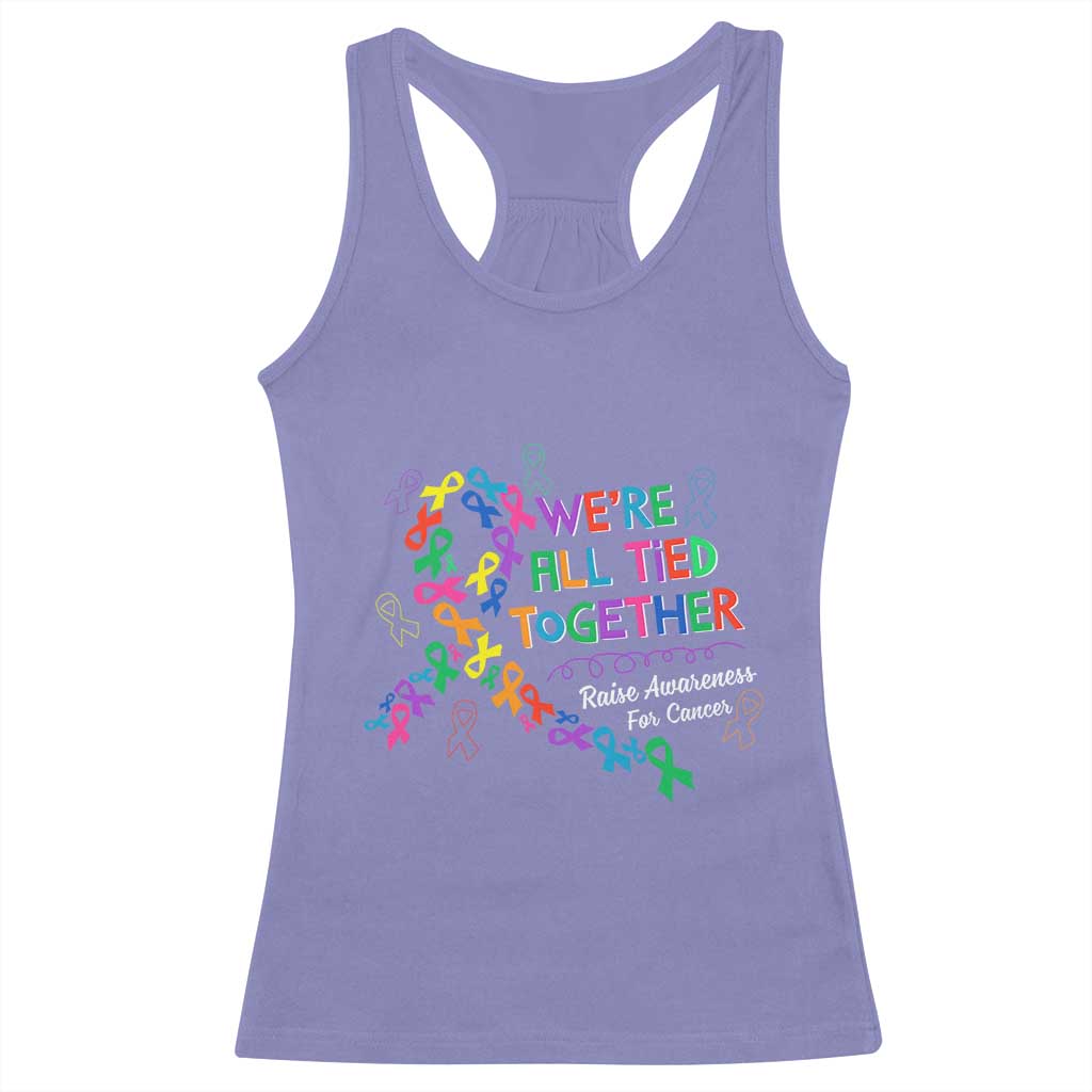 All Cancer Awareness Racerback Tank Top We're All Tied Together Raise Awareness For Cancer Ribbons TS11 Violet Print Your Wear