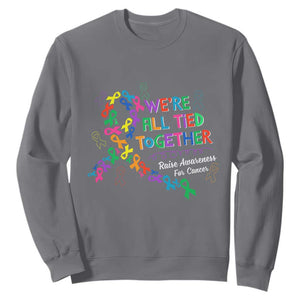 All Cancer Awareness Sweatshirt We're All Tied Together Raise Awareness For Cancer Ribbons TS11 Charcoal Print Your Wear