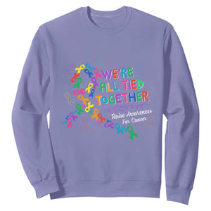 All Cancer Awareness Sweatshirt We're All Tied Together Raise Awareness For Cancer Ribbons TS11 Violet Print Your Wear