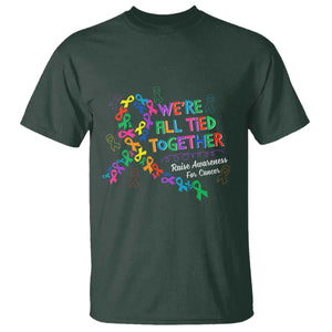 All Cancer Awareness T Shirt We're All Tied Together Raise Awareness For Cancer Ribbons TS11 Dark Forest Green Print Your Wear