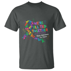 All Cancer Awareness T Shirt We're All Tied Together Raise Awareness For Cancer Ribbons TS11 Dark Heather Print Your Wear