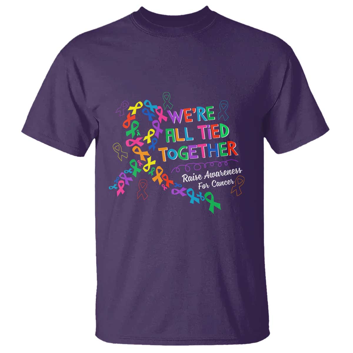 All Cancer Awareness T Shirt We're All Tied Together Raise Awareness For Cancer Ribbons TS11 Purple Print Your Wear
