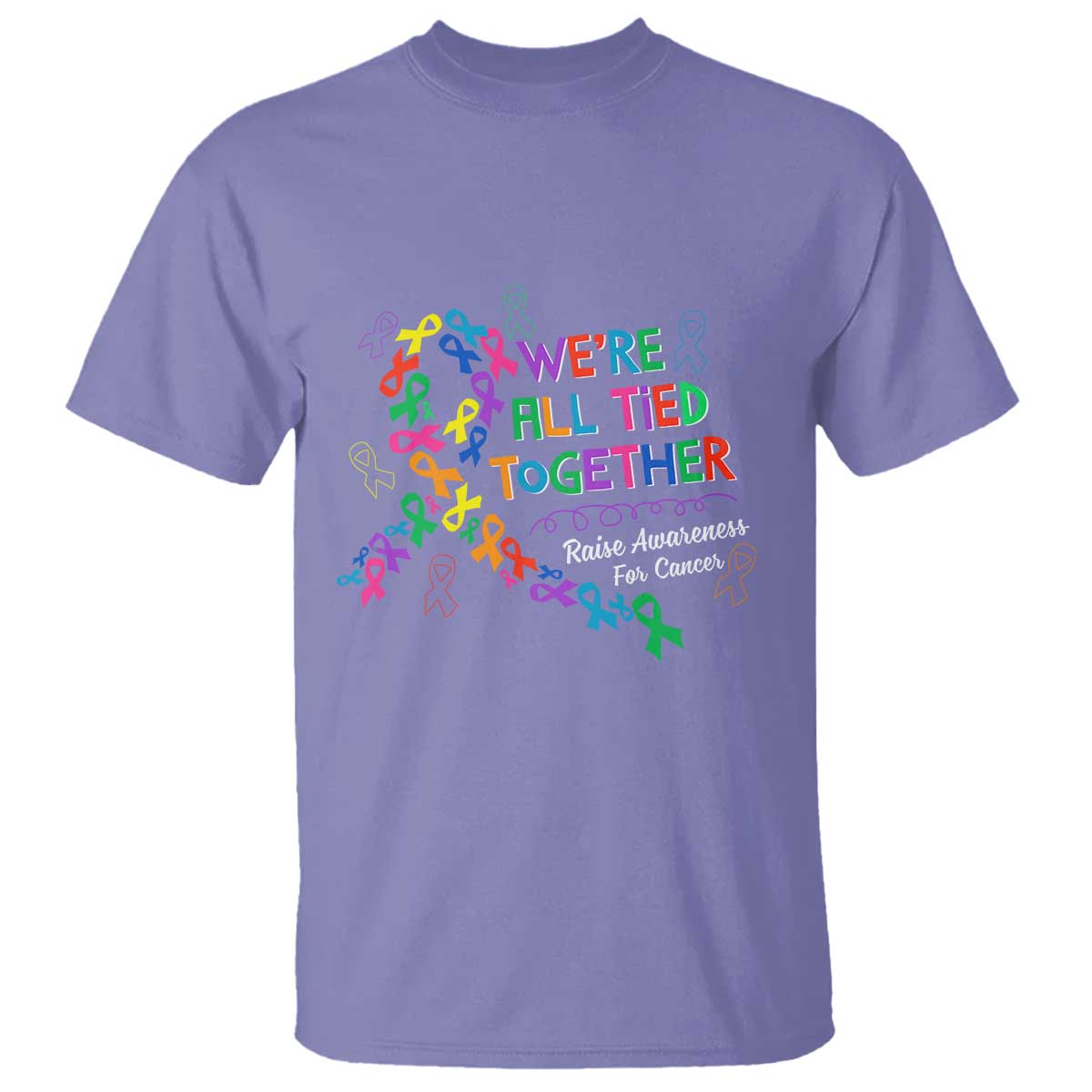 All Cancer Awareness T Shirt We're All Tied Together Raise Awareness For Cancer Ribbons TS11 Violet Print Your Wear