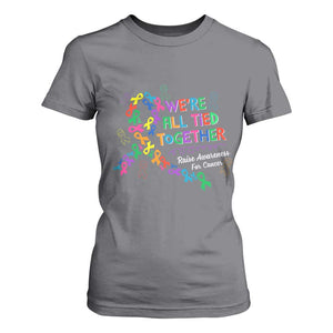 All Cancer Awareness T Shirt For Women We're All Tied Together Raise Awareness For Cancer Ribbons TS11 Charcoal Print Your Wear