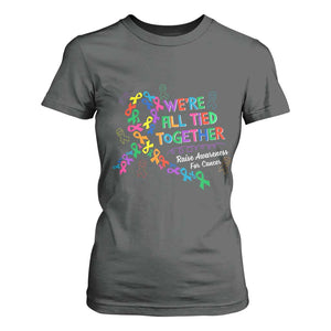 All Cancer Awareness T Shirt For Women We're All Tied Together Raise Awareness For Cancer Ribbons TS11 Dark Heather Print Your Wear