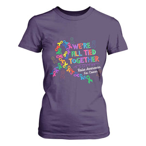 All Cancer Awareness T Shirt For Women We're All Tied Together Raise Awareness For Cancer Ribbons TS11 Purple Print Your Wear