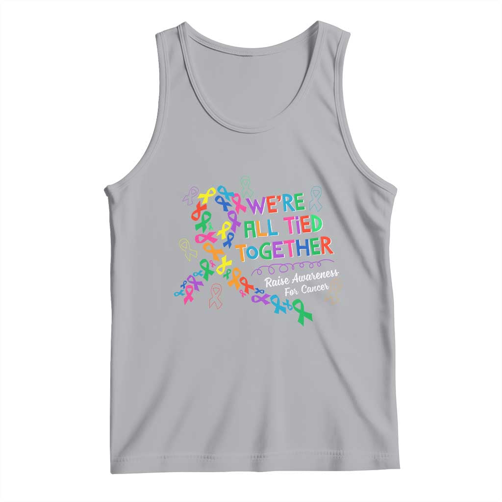 All Cancer Awareness Tank Top We're All Tied Together Raise Awareness For Cancer Ribbons TS11 Athletic Heather Print Your Wear