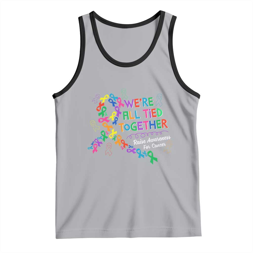 All Cancer Awareness Tank Top We're All Tied Together Raise Awareness For Cancer Ribbons TS11 Athletic Heather Black Print Your Wear