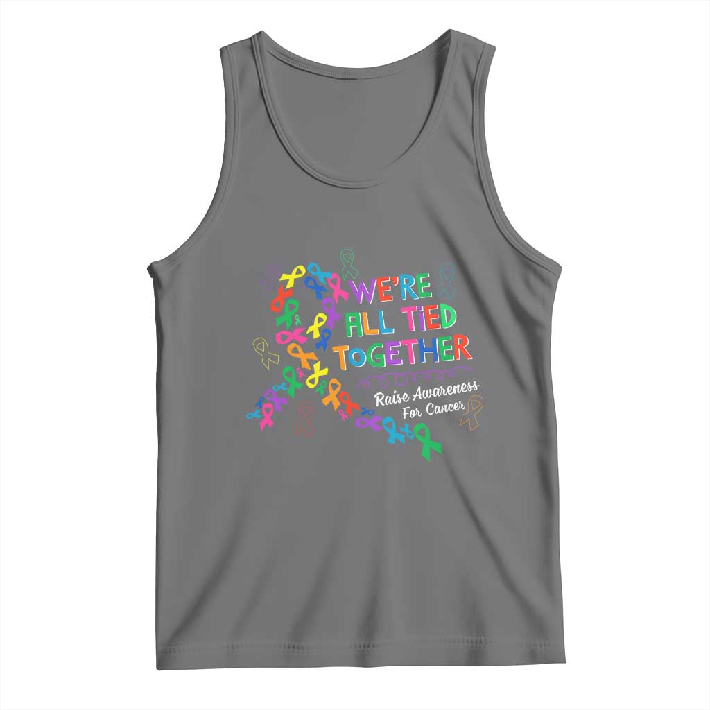 All Cancer Awareness Tank Top We're All Tied Together Raise Awareness For Cancer Ribbons TS11 Black Heather Print Your Wear