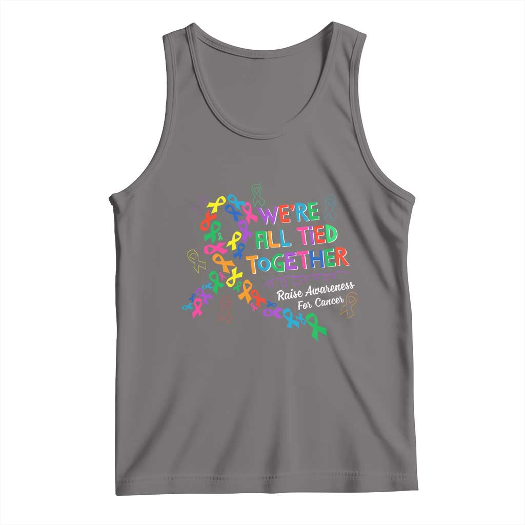 All Cancer Awareness Tank Top We're All Tied Together Raise Awareness For Cancer Ribbons TS11 Deep Heather Print Your Wear
