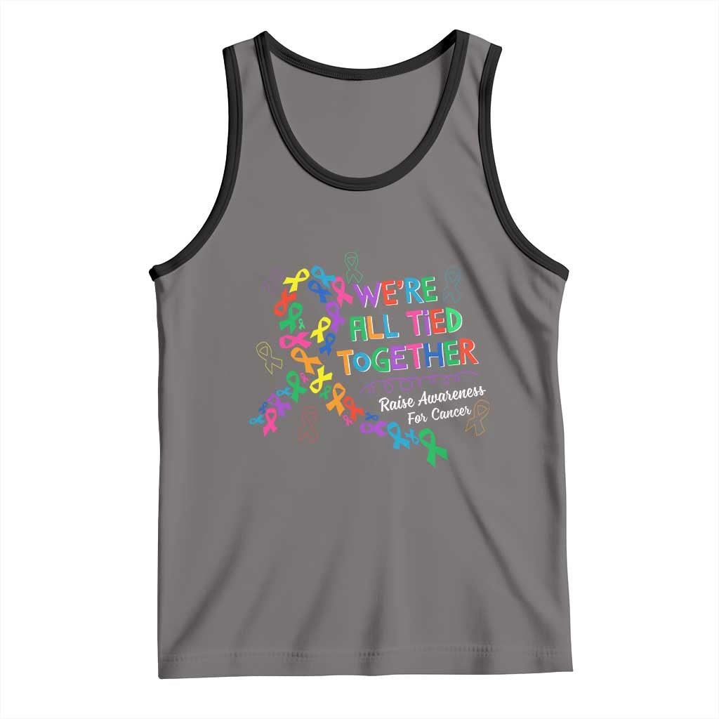 All Cancer Awareness Tank Top We're All Tied Together Raise Awareness For Cancer Ribbons TS11 Deep Heather Black Print Your Wear