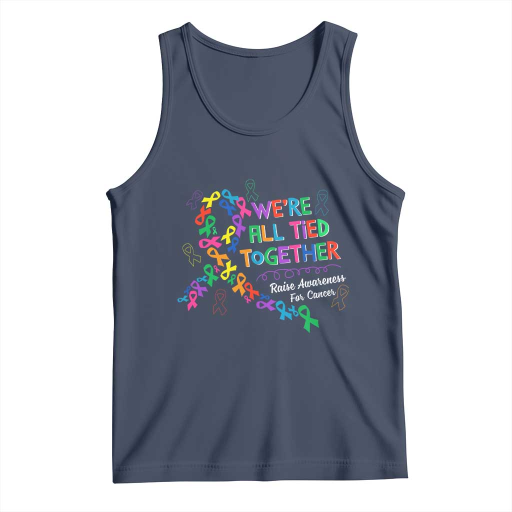 All Cancer Awareness Tank Top We're All Tied Together Raise Awareness For Cancer Ribbons TS11 Navy Print Your Wear