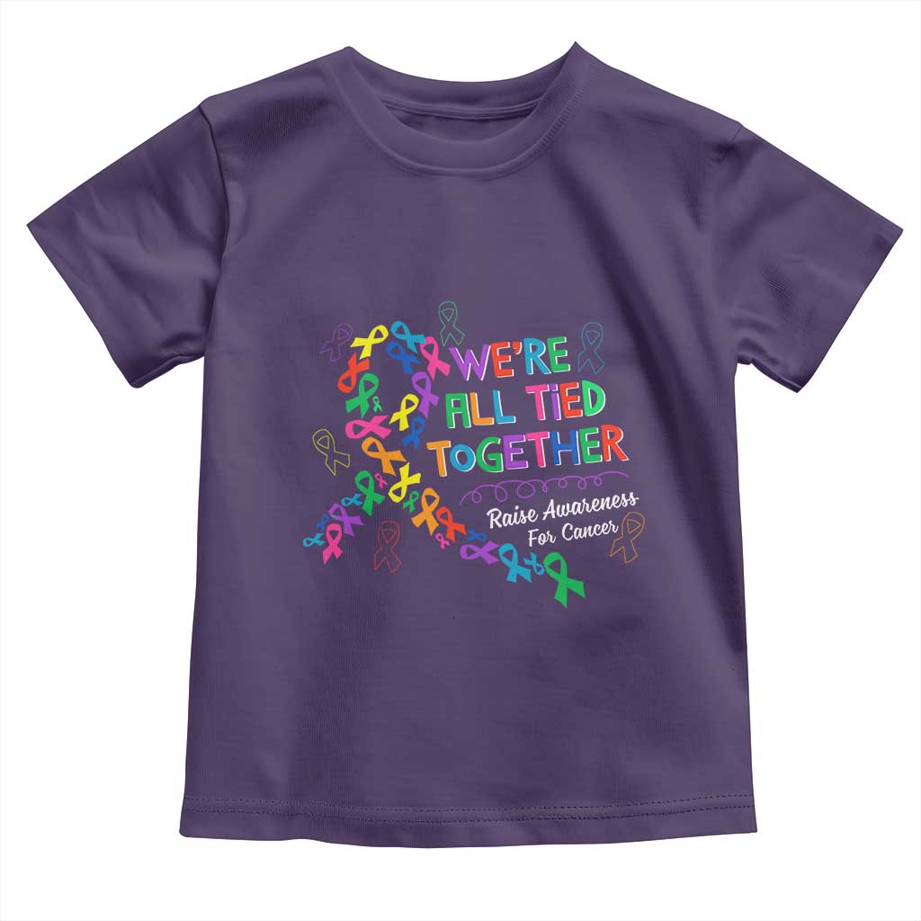 All Cancer Awareness Toddler T Shirt We're All Tied Together Raise Awareness For Cancer Ribbons TS11 Purple Print Your Wear