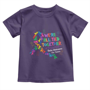 All Cancer Awareness Toddler T Shirt We're All Tied Together Raise Awareness For Cancer Ribbons TS11 Purple Print Your Wear
