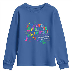 All Cancer Awareness Youth Sweatshirt We're All Tied Together Raise Awareness For Cancer Ribbons TS11 Royal Blue Print Your Wear