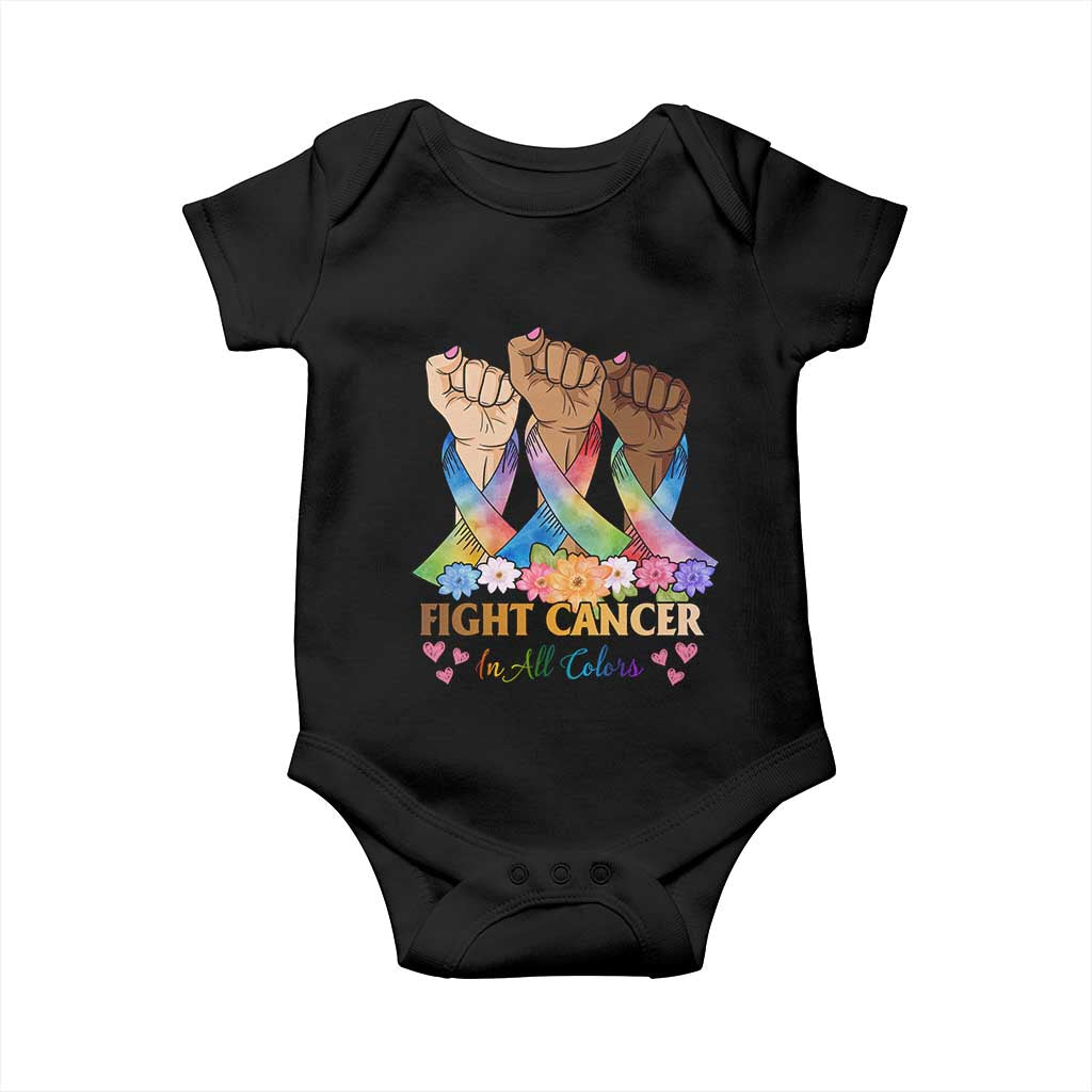Funny All Cancer Awareness Baby Onesie Fight Cancer In All Colors Colorful Ribbon TS11 Black Print Your Wear