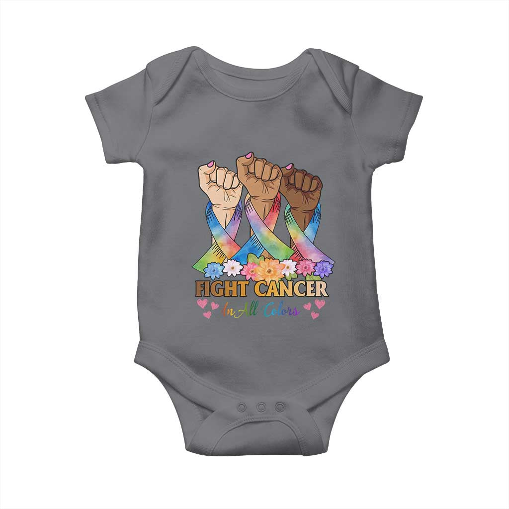 Funny All Cancer Awareness Baby Onesie Fight Cancer In All Colors Colorful Ribbon TS11 Charcoal Print Your Wear