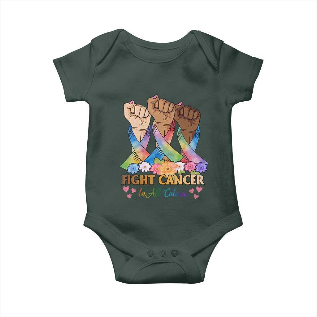 Funny All Cancer Awareness Baby Onesie Fight Cancer In All Colors Colorful Ribbon TS11 Print Your Wear