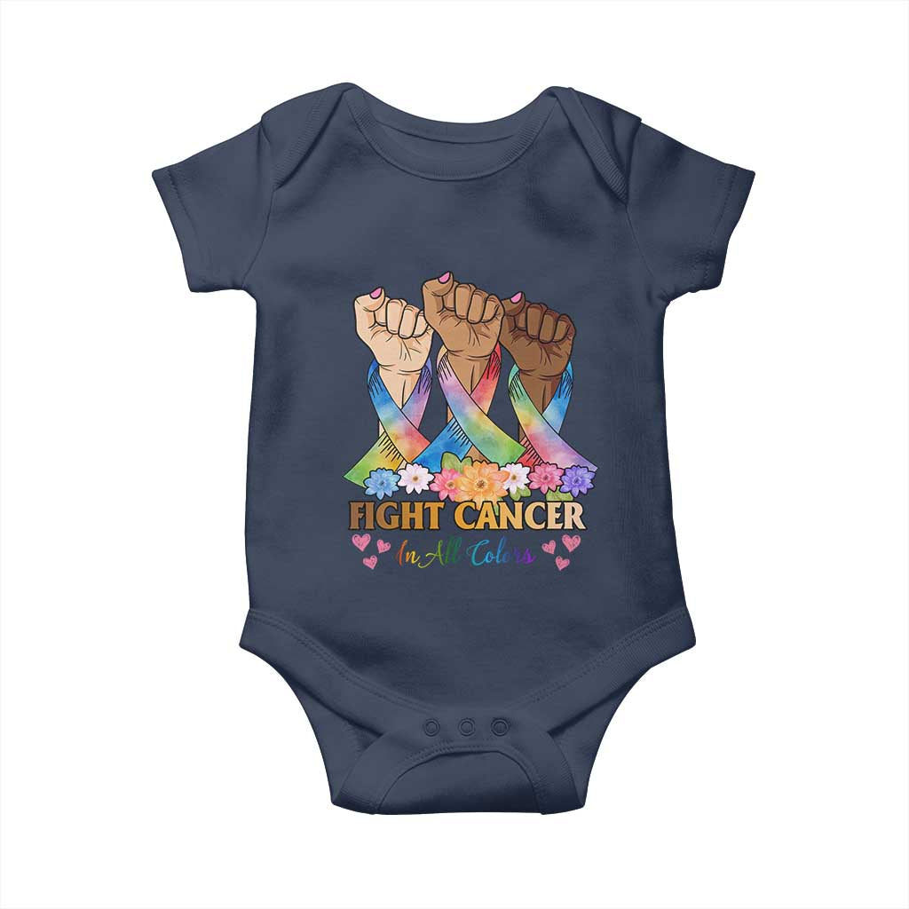 Funny All Cancer Awareness Baby Onesie Fight Cancer In All Colors Colorful Ribbon TS11 Navy Print Your Wear