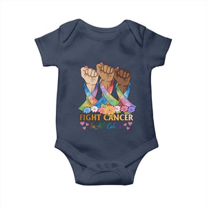 Funny All Cancer Awareness Baby Onesie Fight Cancer In All Colors Colorful Ribbon TS11 Navy Print Your Wear