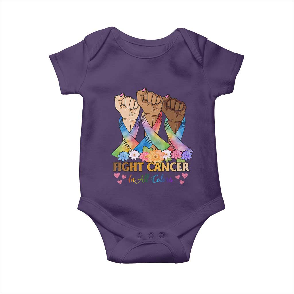 Funny All Cancer Awareness Baby Onesie Fight Cancer In All Colors Colorful Ribbon TS11 Purple Print Your Wear