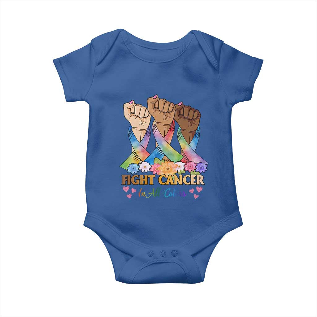 Funny All Cancer Awareness Baby Onesie Fight Cancer In All Colors Colorful Ribbon TS11 Royal Blue Print Your Wear