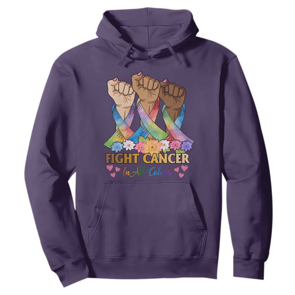 Funny All Cancer Awareness Hoodie Fight Cancer In All Colors Colorful Ribbon TS11 Purple Print Your Wear