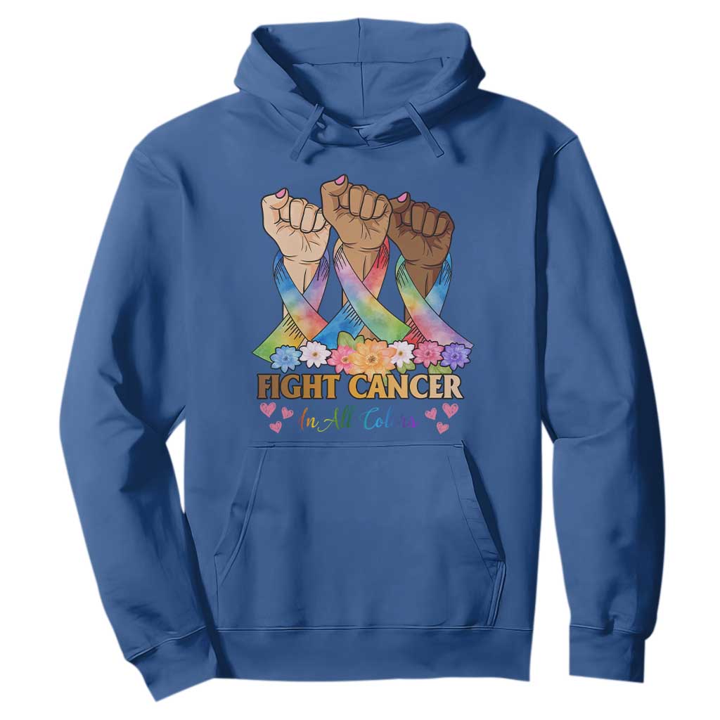 Funny All Cancer Awareness Hoodie Fight Cancer In All Colors Colorful Ribbon TS11 Royal Blue Print Your Wear