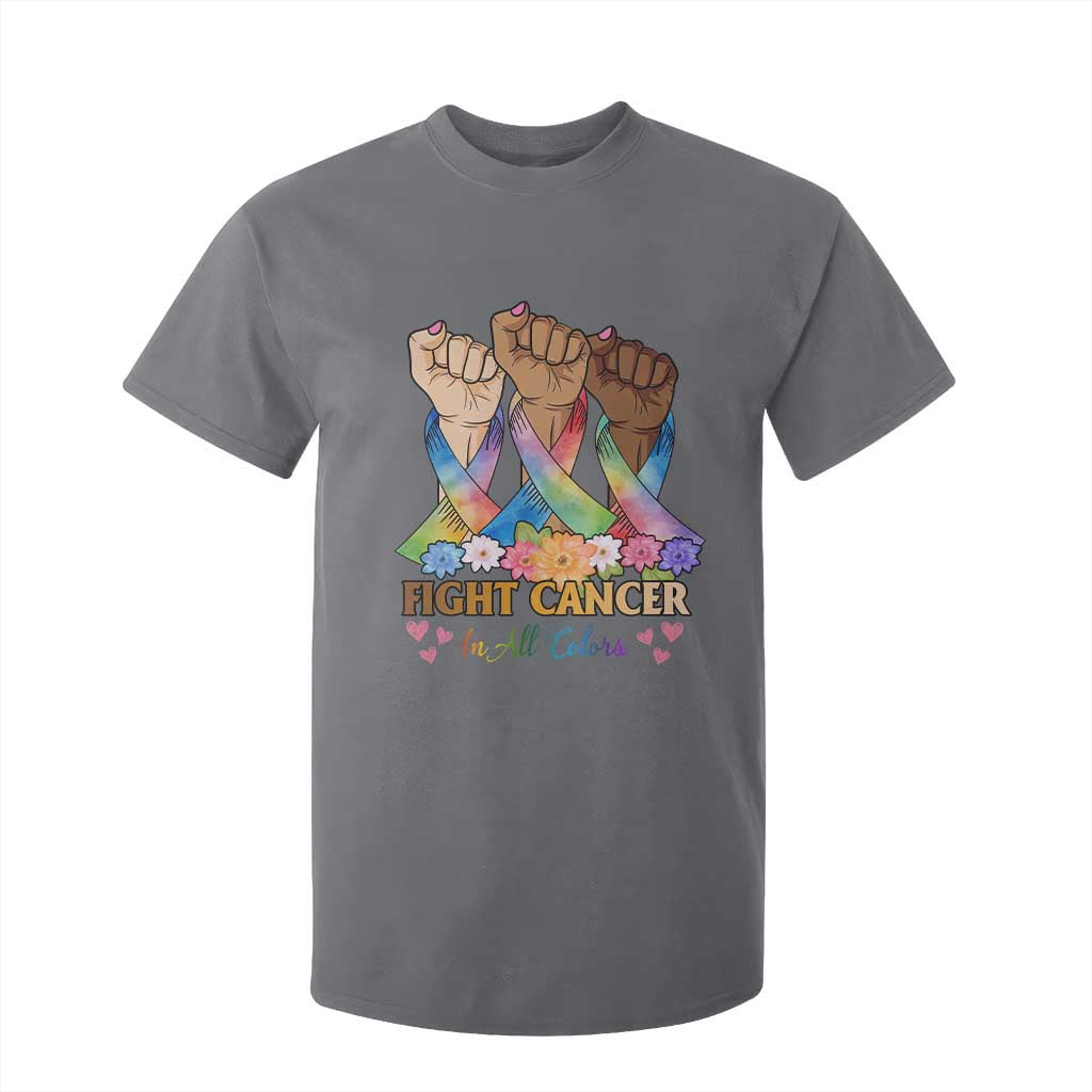 Funny All Cancer Awareness T Shirt For Kid Fight Cancer In All Colors Colorful Ribbon TS11 Charcoal Print Your Wear