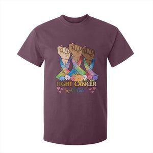 Funny All Cancer Awareness T Shirt For Kid Fight Cancer In All Colors Colorful Ribbon TS11 Maroon Print Your Wear