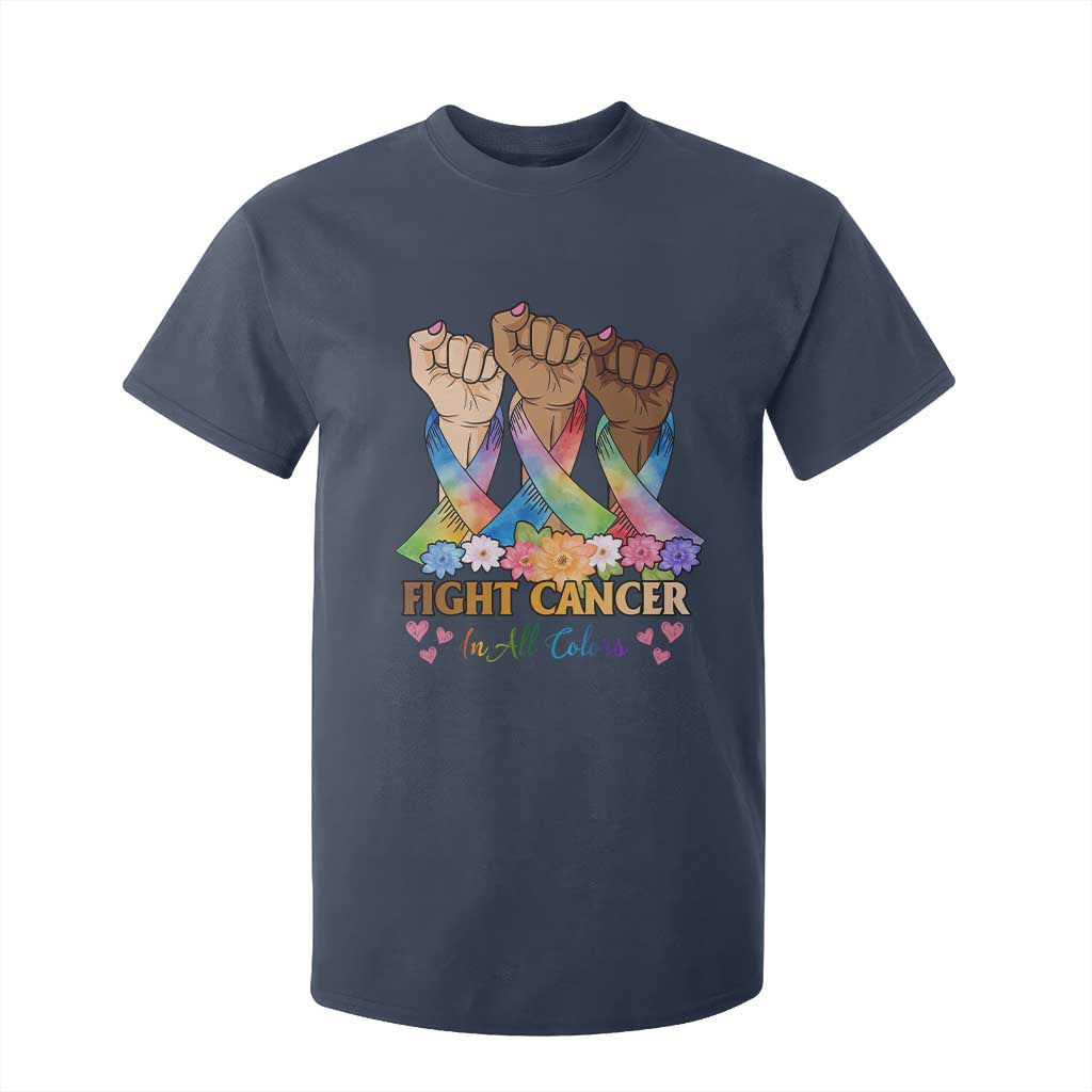 Funny All Cancer Awareness T Shirt For Kid Fight Cancer In All Colors Colorful Ribbon TS11 Navy Print Your Wear