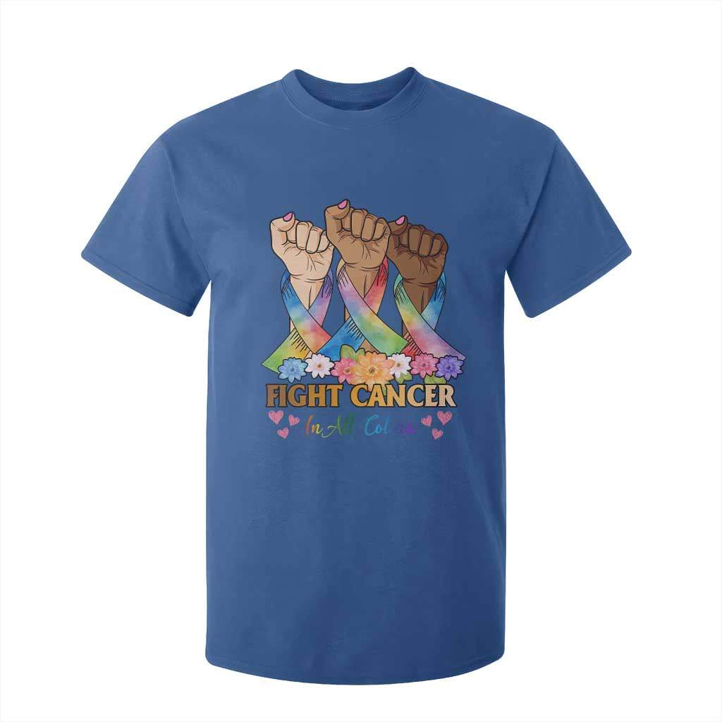 Funny All Cancer Awareness T Shirt For Kid Fight Cancer In All Colors Colorful Ribbon TS11 Royal Blue Print Your Wear