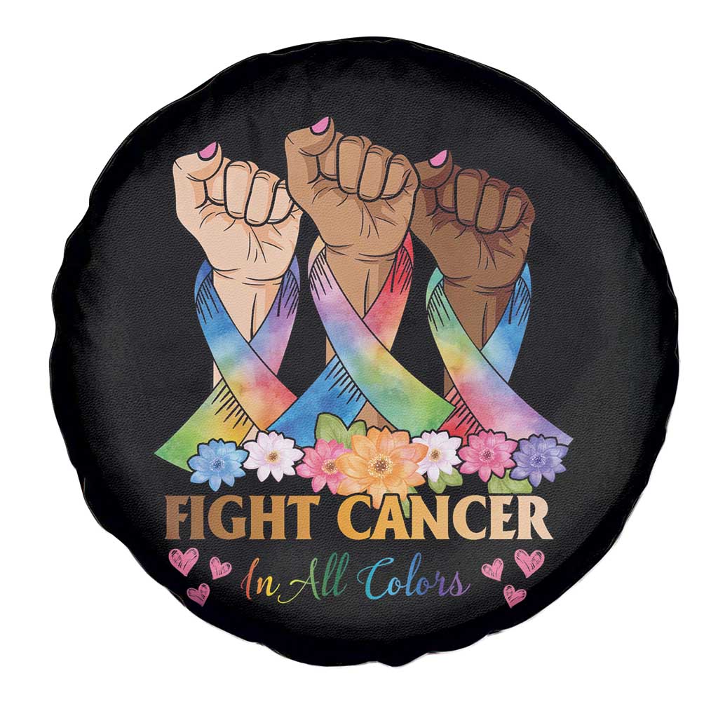 Funny All Cancer Awareness Spare Tire Cover Fight Cancer In All Colors Colorful Ribbon TS11 Print Your Wear