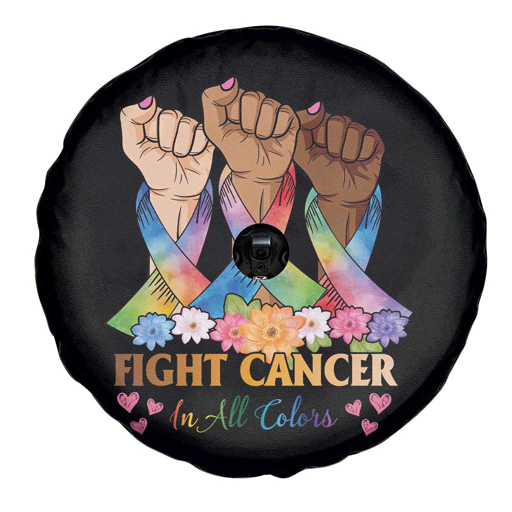 Funny All Cancer Awareness Spare Tire Cover Fight Cancer In All Colors Colorful Ribbon TS11 Print Your Wear